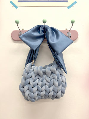 Ribbon Handknit Velvet Bag
