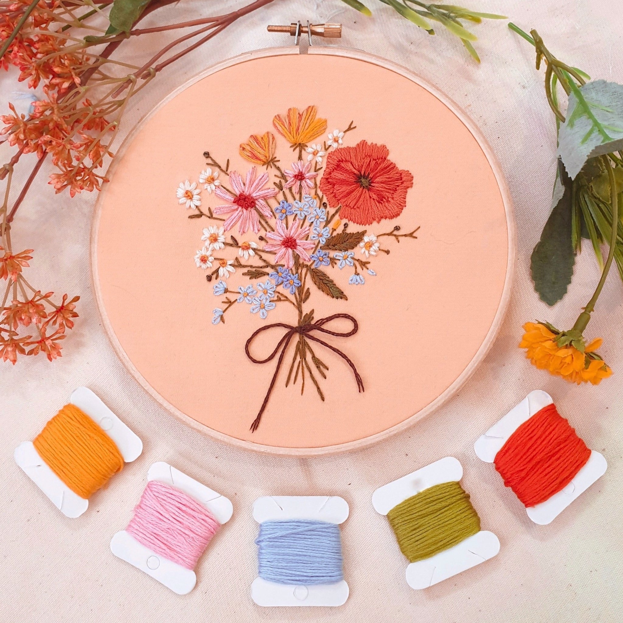 Make flower embroidery kit